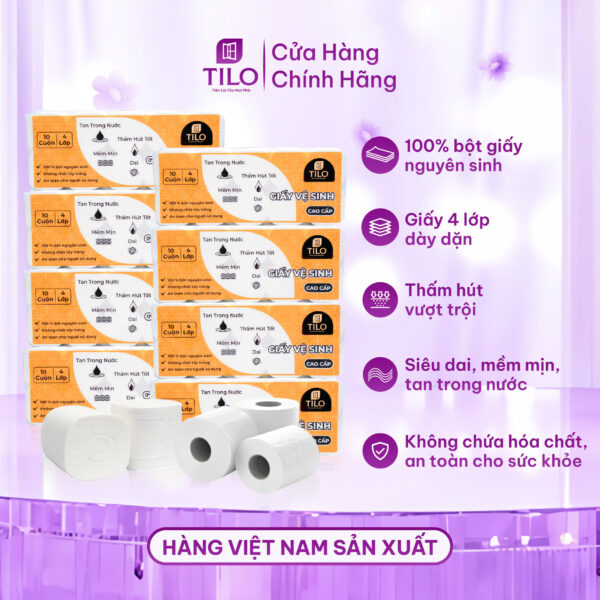 Giấy vệ sinh cao cấp TiLo 10 cuộn 4 lớp