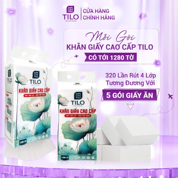 Khăn giấy rút đáy TiLo 1280 tờ tặng 3 móc treo đôi