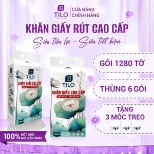 Khăn giấy rút đáy TiLo 1280 tờ tặng 3 móc treo đôi Khăn giấy rút đáy TiLo 1280 tờ tặng 3 móc treo đôi