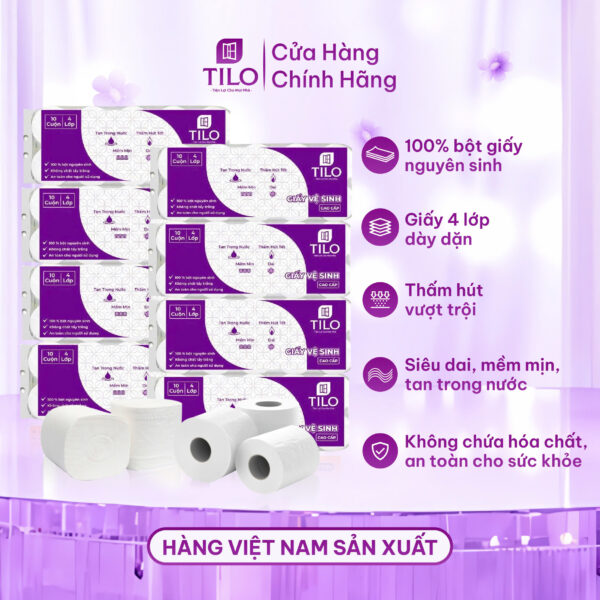 Giấy Vệ Sinh Cao Cấp TiLo 10 Cuộn Mềm Mại, Dai và An Toàn