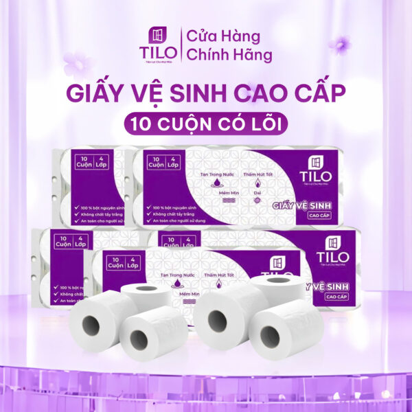 Giấy Vệ Sinh Cao Cấp TiLo 10 Cuộn Mềm Mại, Dai và An Toàn