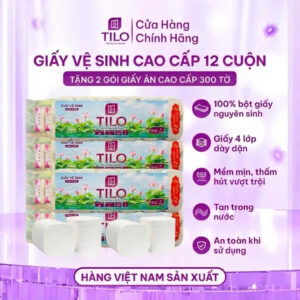 Giấy vệ sinh cao cấp TiLo 12 cuộn Hoa Sen Giấy vệ sinh cao cấp TiLo 12 cuộn Hoa Sen