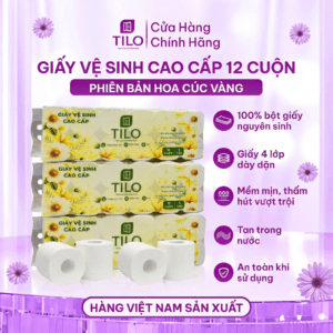 Giấy Vệ Sinh Cao Cấp TiLo 12 Cuộn Hoa Cúc Vàng